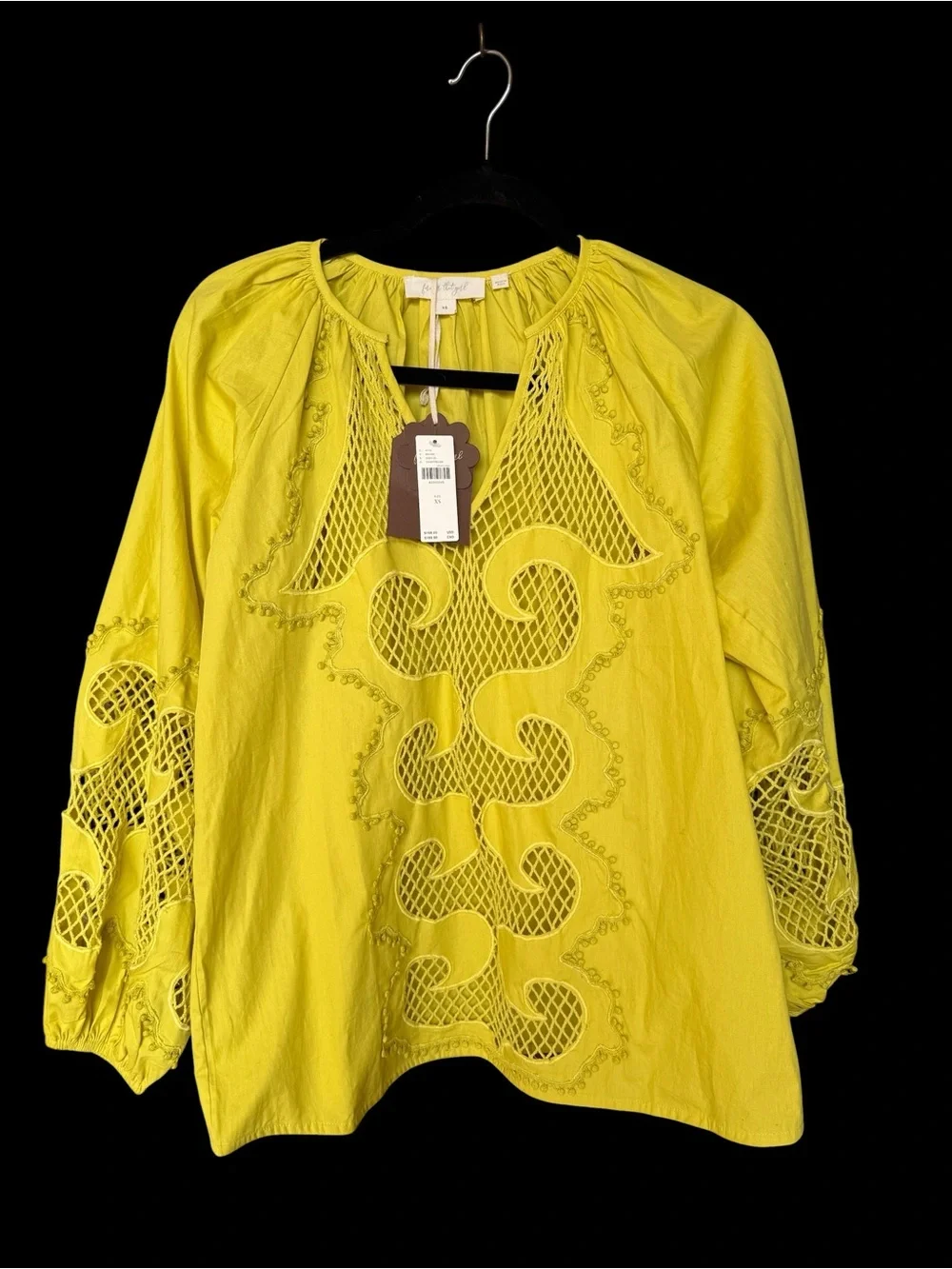 Forever That Girl Mesh Cutwork Peasant Blouse Size XS (NWT) Retail $168